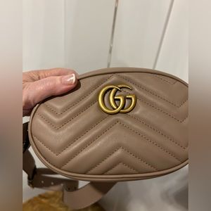 Authentic Gucci GG Marmont Belt Bag Dark Nude